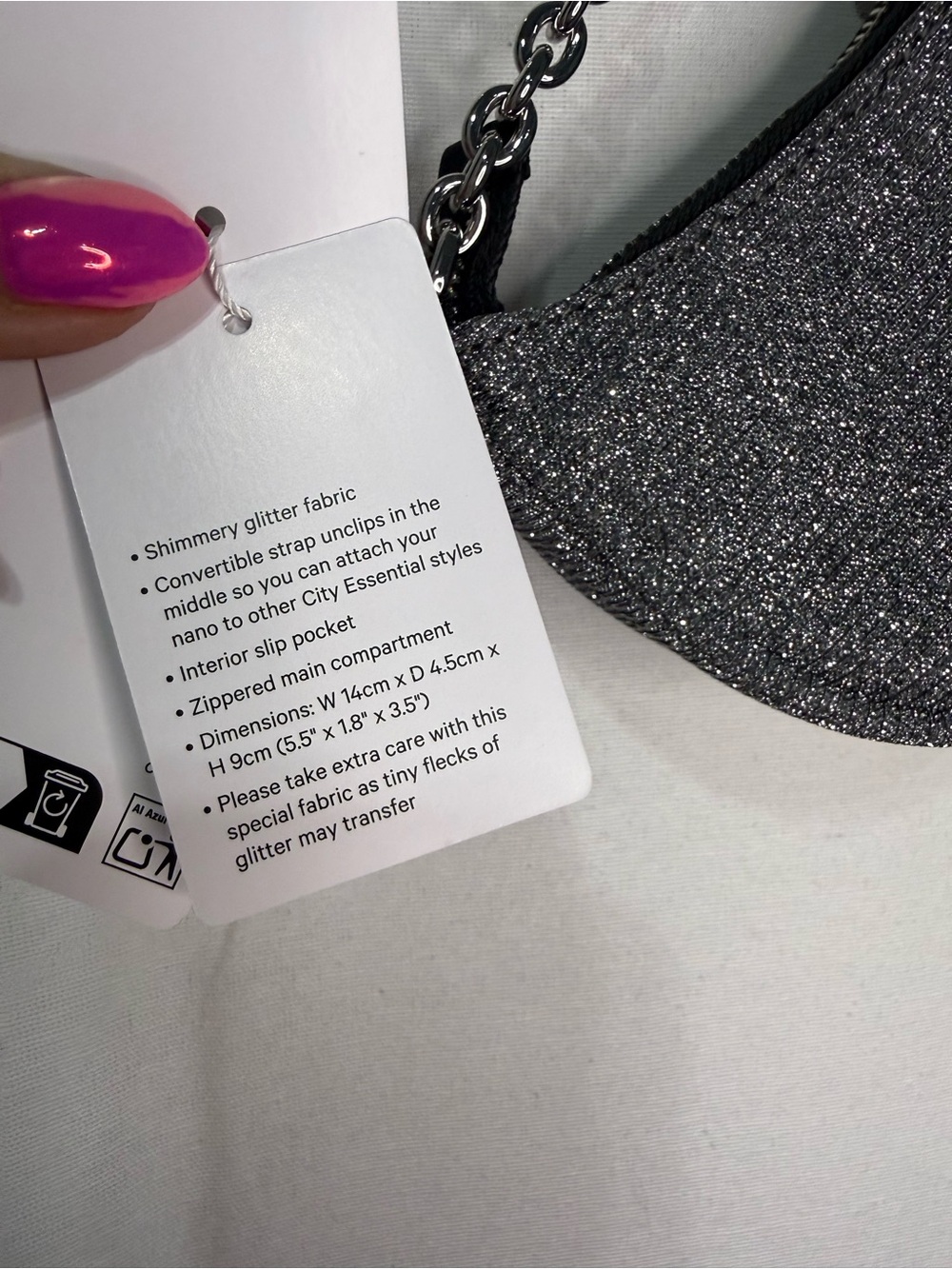 NWT Lululemon City Essential Nano Shoulder Bag Glitter Mini Shoulder Bag- Silver - Picture 6 of 6